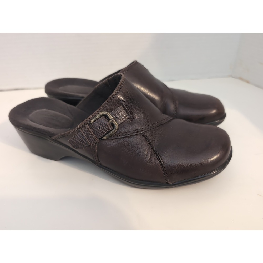 Women's Clarks Bendables Collection Sz 7.5‎ Mule Clogs Shoes Slip On Brown